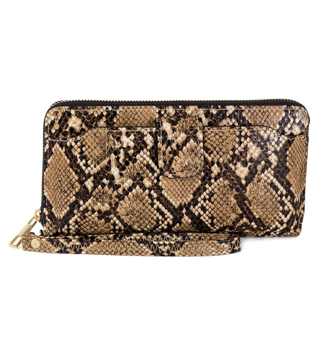 Rebecca & Rifka Vegan Python Snakeskin Leather Zip Around Phone Case Wristlet Wallet