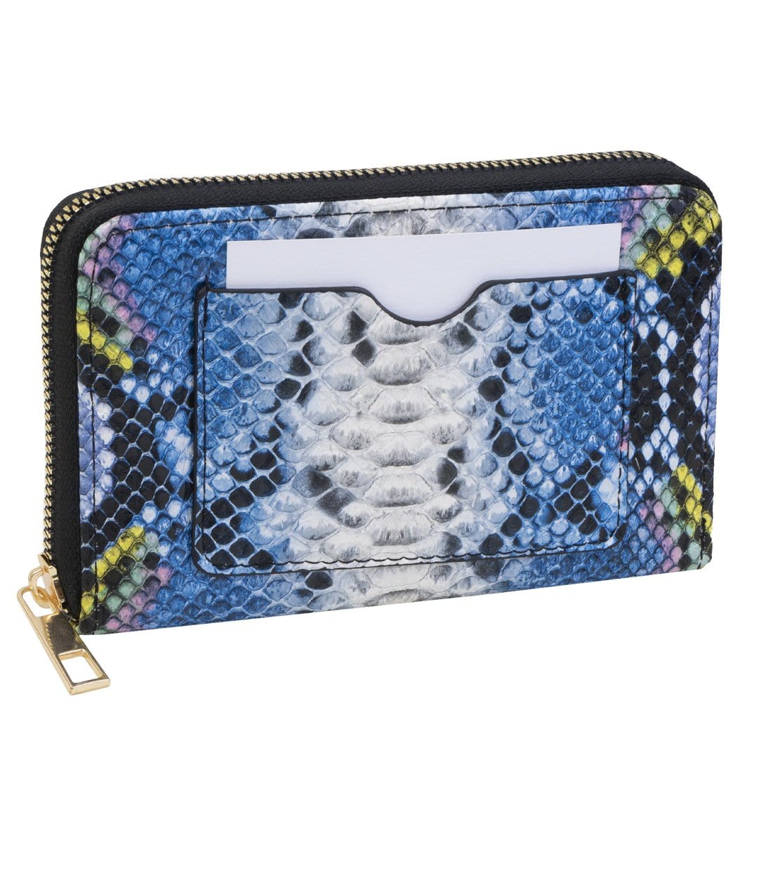 Rebecca & Rifka Vegan Python Snakeskin Leather Zip Around Indexer Compact Wallet